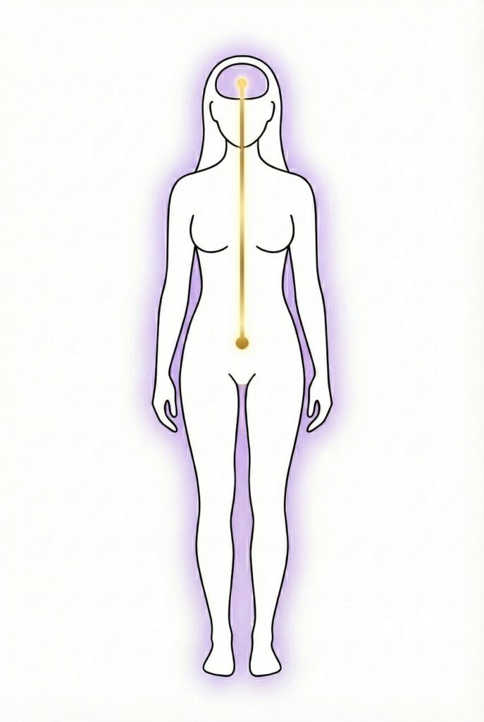 silhouette of a women with a line connecting her brain to her pelvis